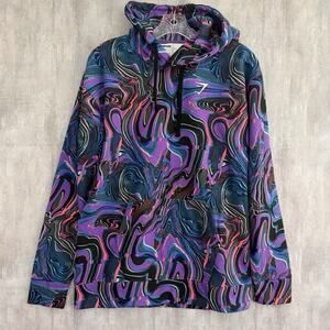 Gymshark Graphic Hoodie Sweatshirt Women’s Small Purple Marble Swirl Pre Workout